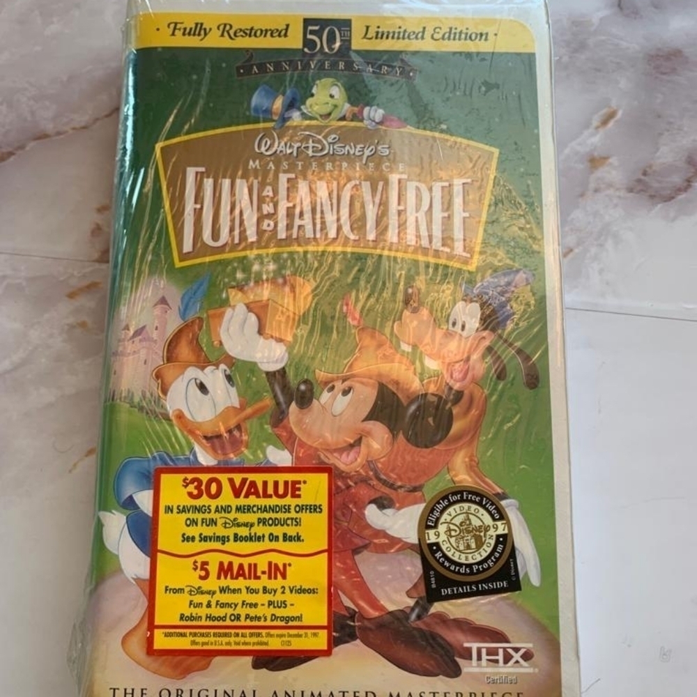 New Sealed Disney's Fun and Fancy Free (VHS) 50th Anniversary Masterpiece